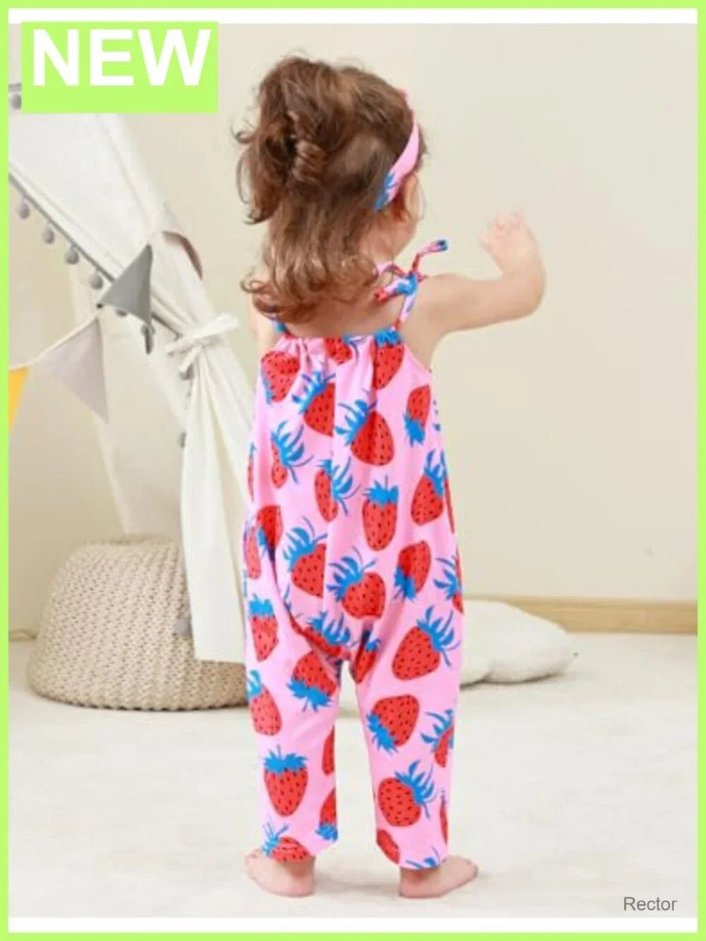 Toddler Girls Romper Jumpsuit Sleeveless Tie-Up Strap Summer Outfit with